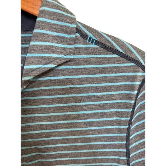 Lululemon Evolution Polo Lookout Stripe Heathered Navy Heathered Poseidon - M - Picture 4 of 6